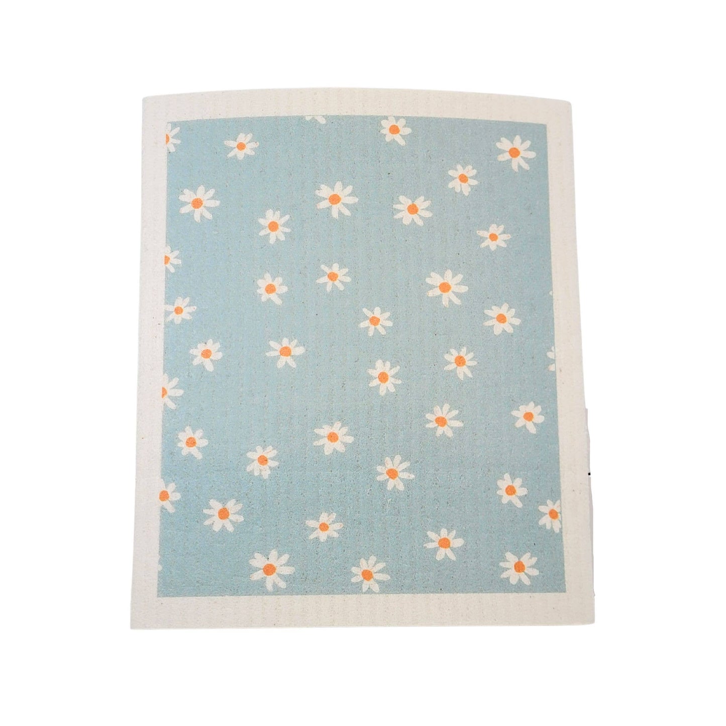 Light Blue With White Flower Swedish Dishcloth