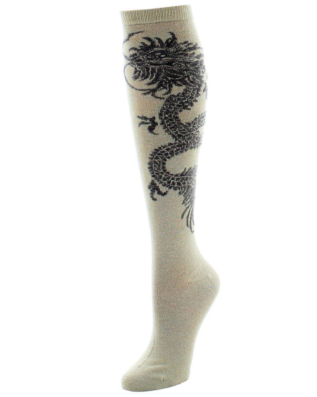 Natori Dragon Women's Cashmere Blend Knee Socks Size 9-11 - Taupe