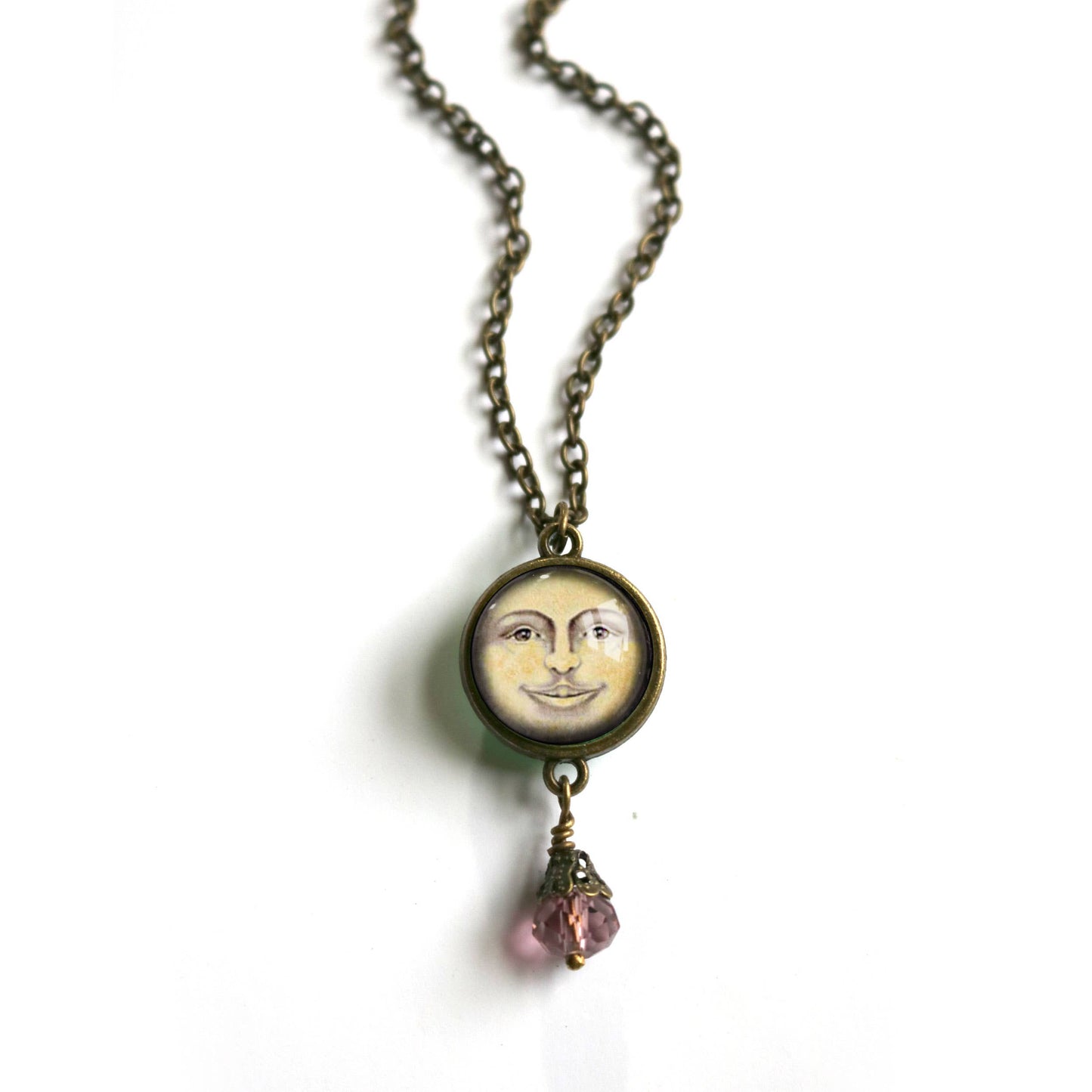 Victorian Man in the Moon Pendant Necklace