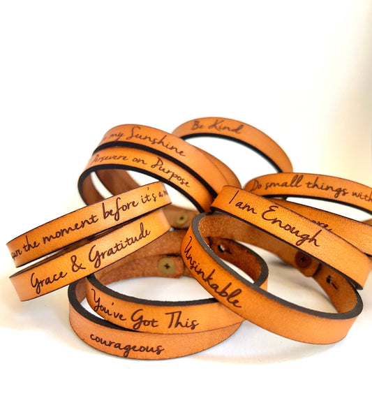 Encouragement Thin Leather Bracelet Collection