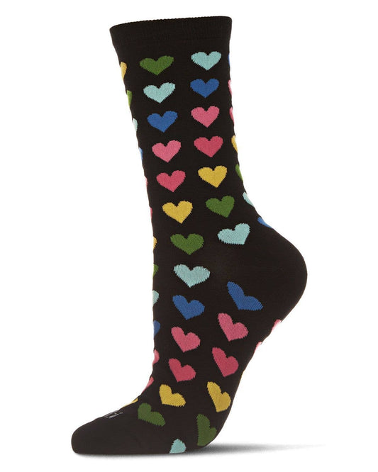 Multicolored Hearts Bamboo Crew