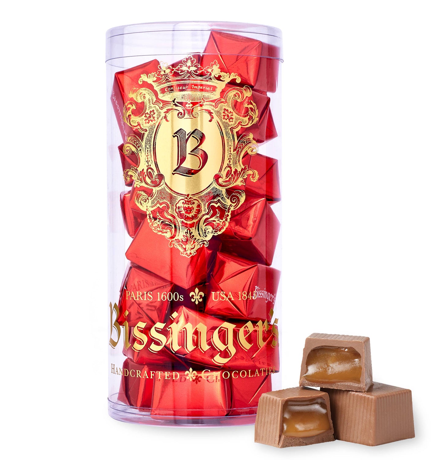 Bissinger's Milk Caramel Filled Red Presents Tube