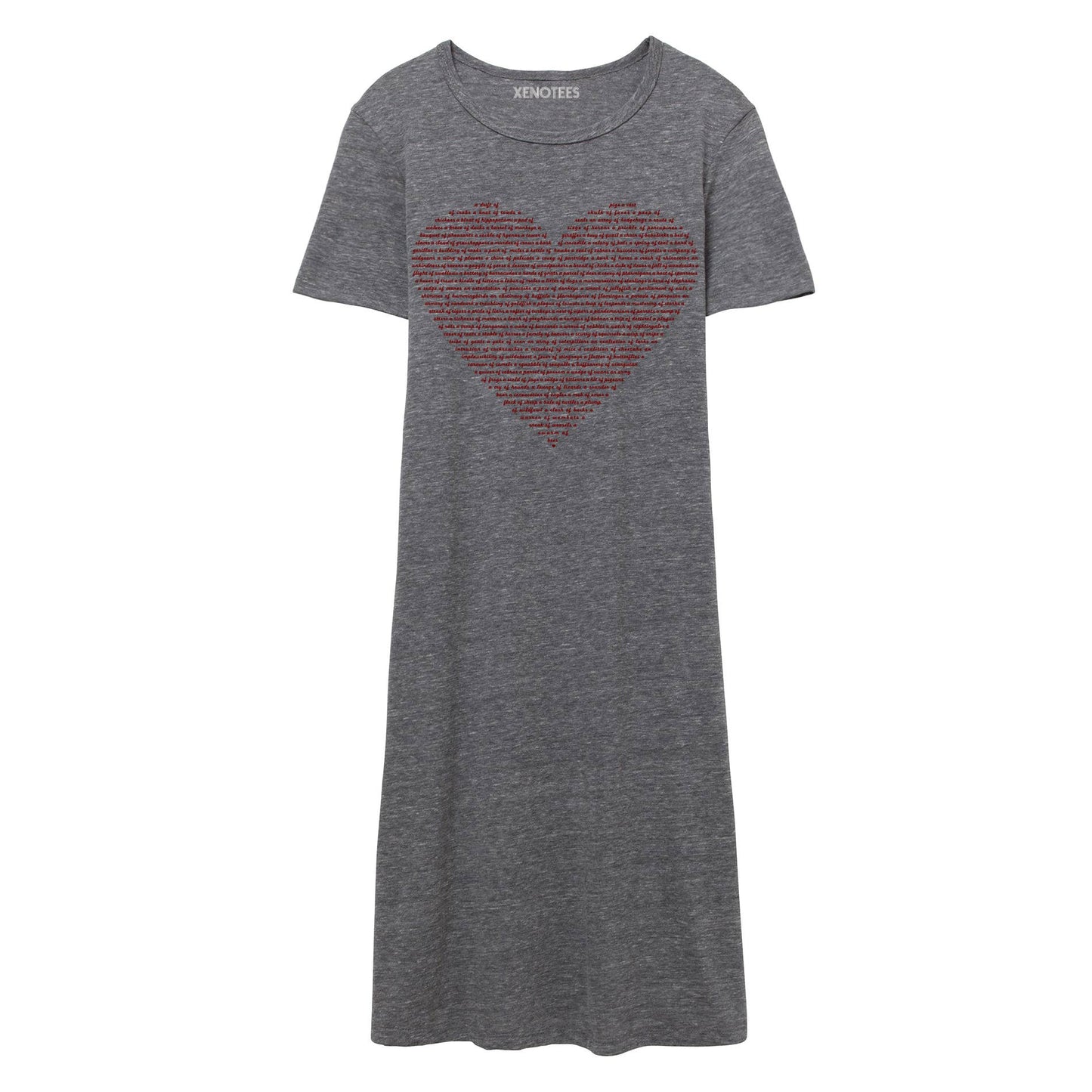 Animal Lover Heart T-Shirt Dress, Large