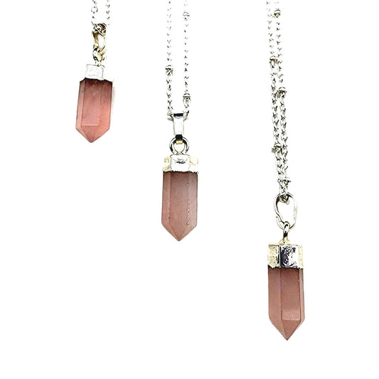 Petite Cylindrical Rose Quartz Point Necklace