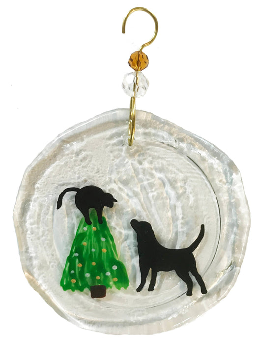 Ornament - Dog and Cat on Tree