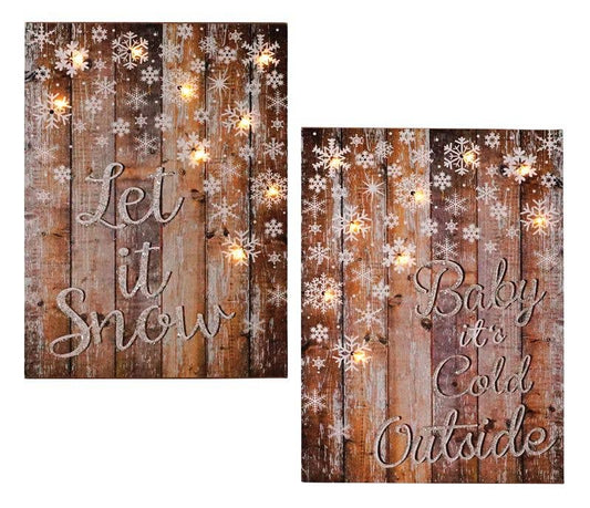 Lighted Sign. Let it Snow. Baby, It's Cold.