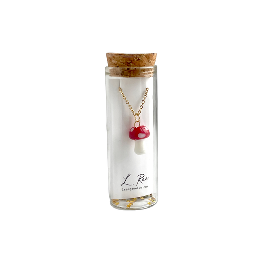 Mushroom Glass Charm Necklace