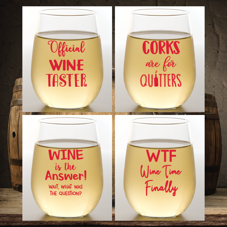 WINE SAYINGS Shatterproof Wine Glasses