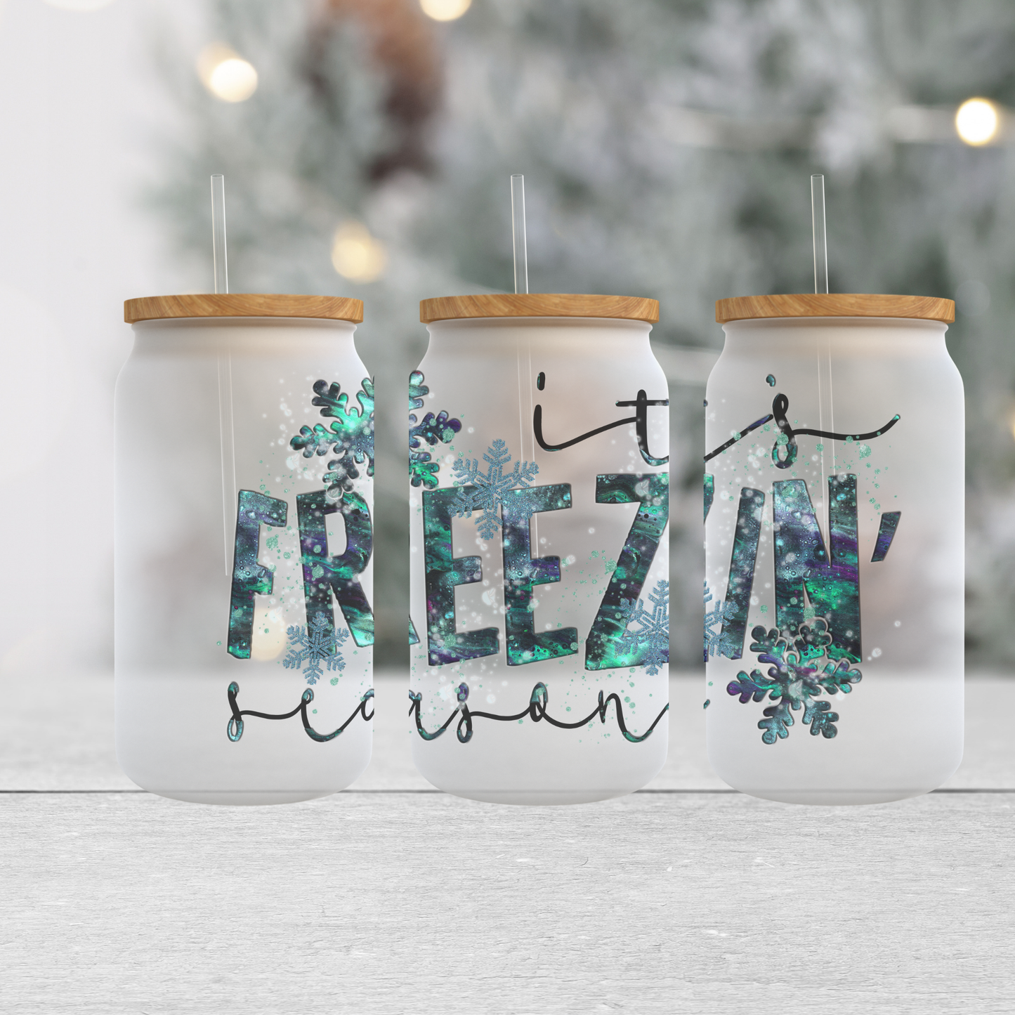 Freezin Season - Frosted Can Glass