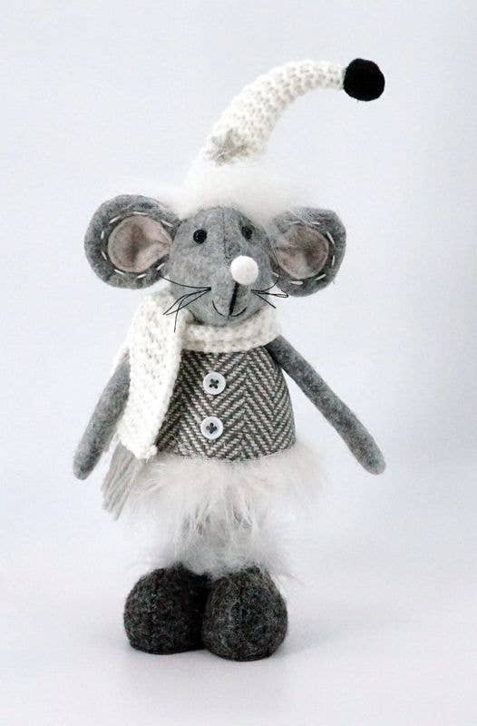 Standing Plush Grey Mouse