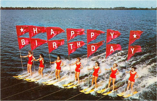 Water Skiers - Happy Birthday Card