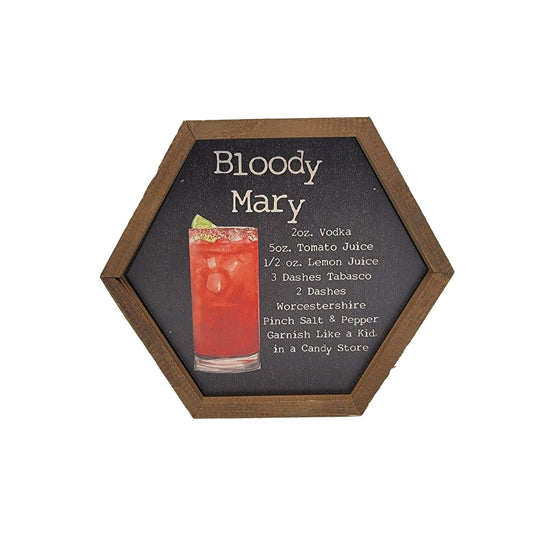 Bloody Mary Cocktail Bar Sign - Hexagon Sign - Bar Décor