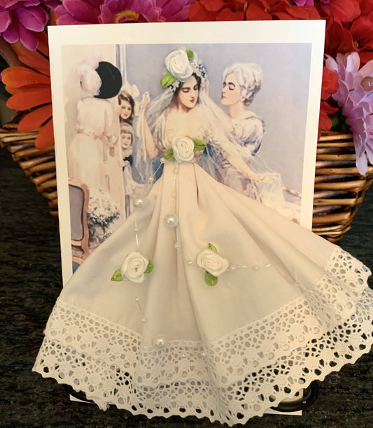 Vintage Bride Keepsake Hankie Card