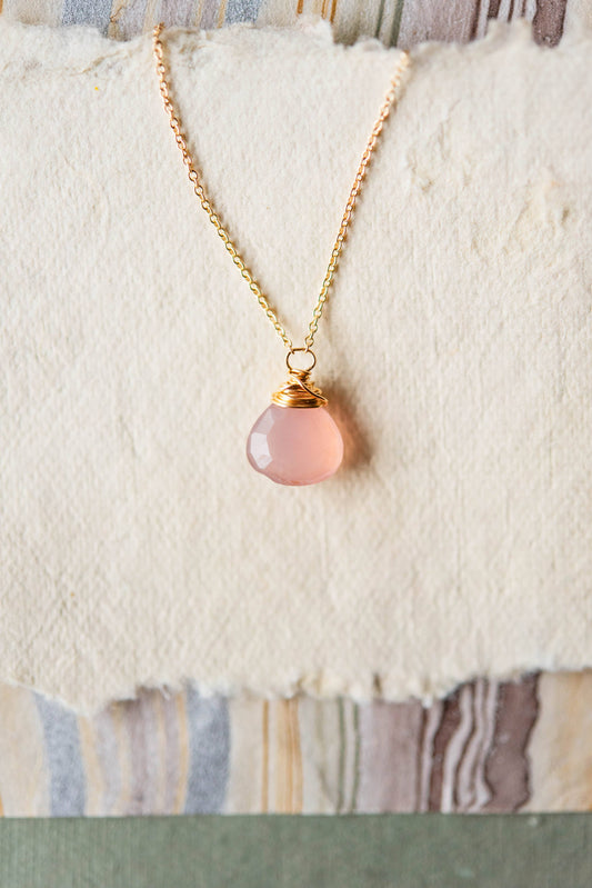 Pink Chalcedony Simple Necklace
