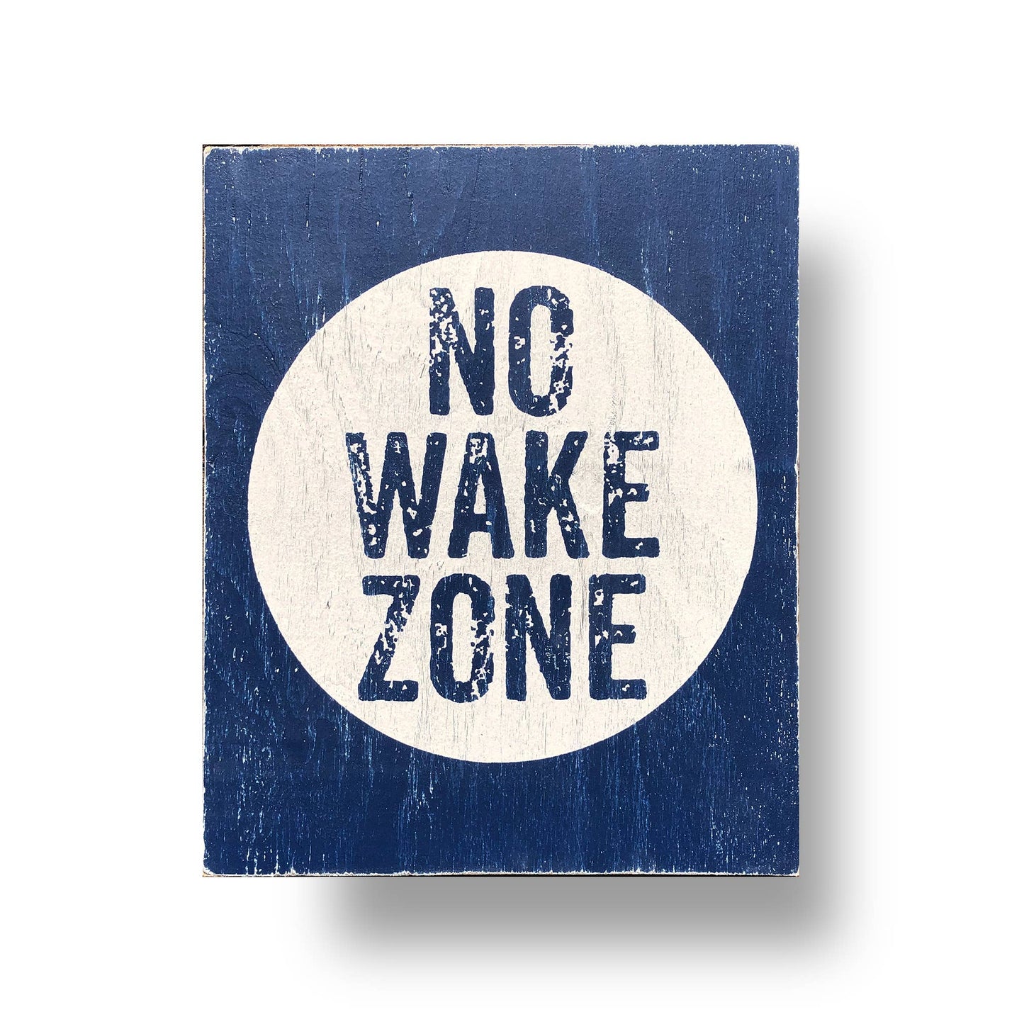 No Wake Zone 18 x 22 rustic wooden lake, river sign- Navy