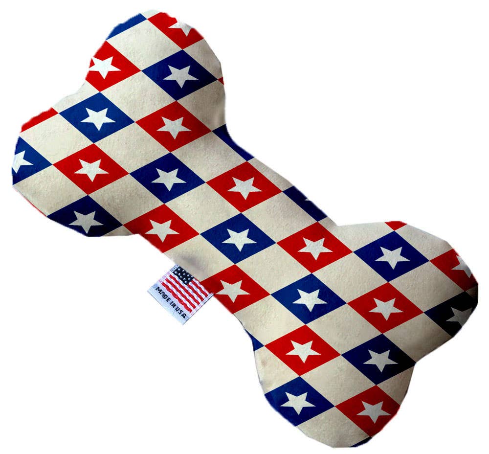 Patriotic Checkered Stars Dog Toy - 8"