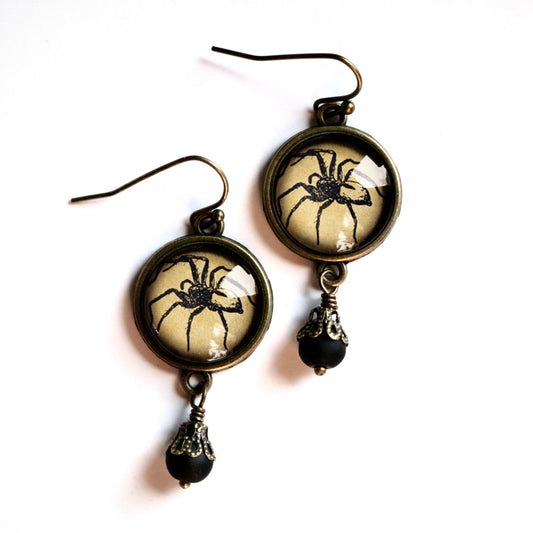 Spooky Spider Goth Halloween Earrings