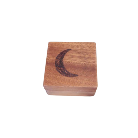 Wood Crescent Moon Trinket Box