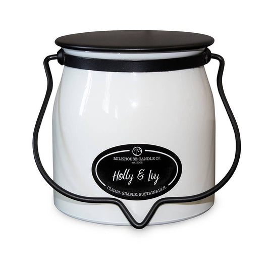 Holly & Ivy Candle in a 16oz Butter Jar