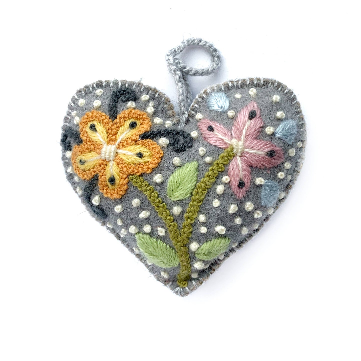 Colorful Valentine's Hearts, Flowers and Dots, Gray