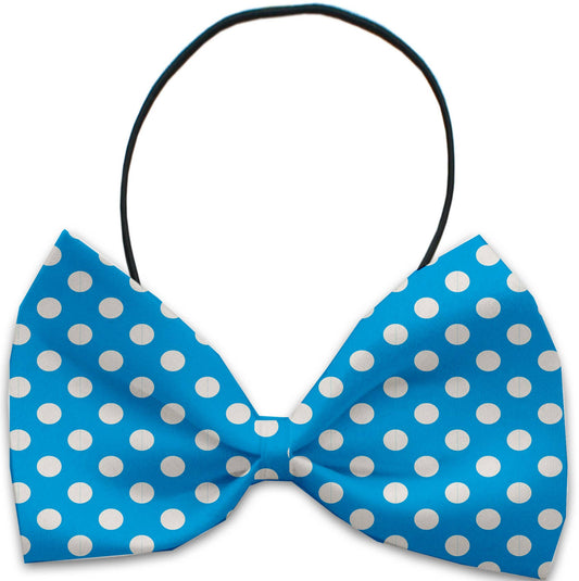 Aqua Blue Swiss Dots Pet Bow Tie