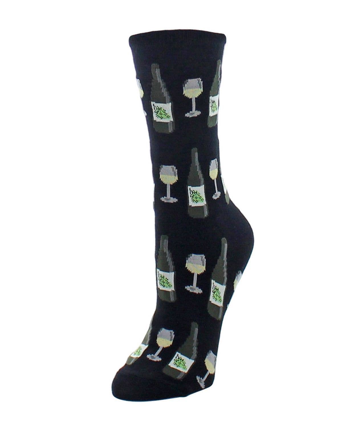 Wine Glass Bamboo Crew Socks