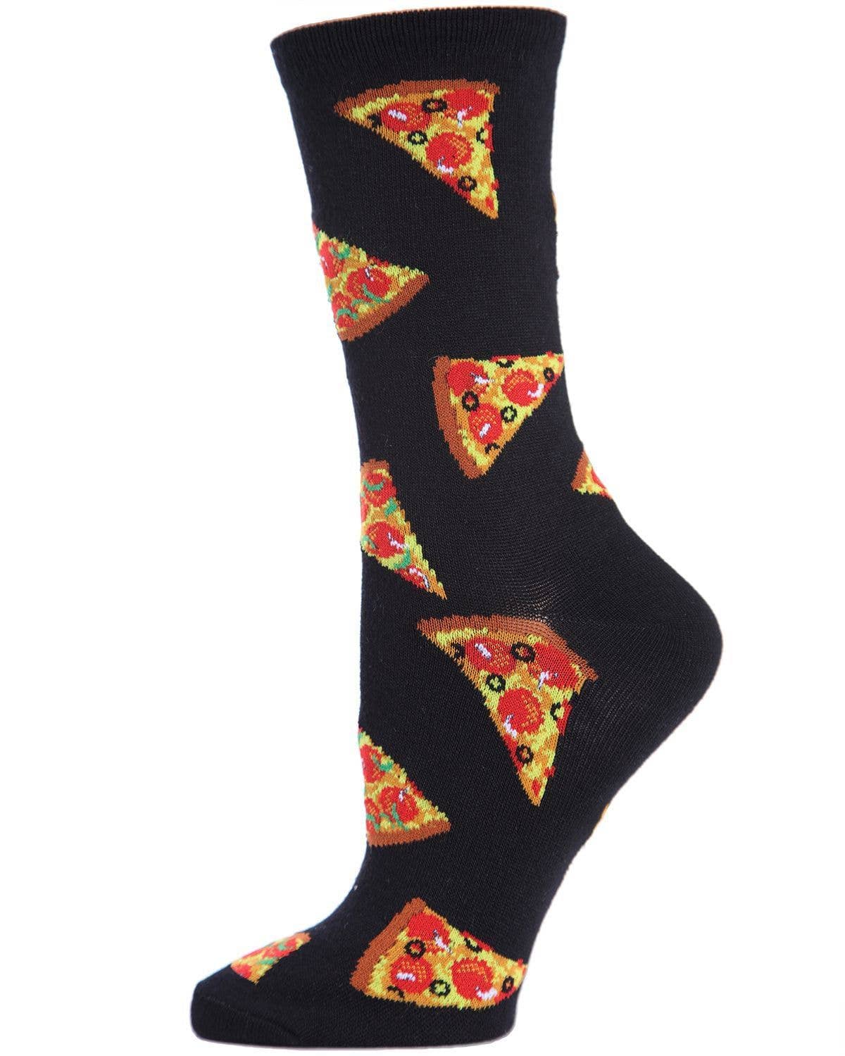 Pizza Slice Bamboo Blend Crew Socks Size 9-11