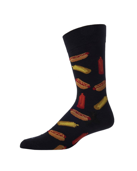 Hot Dogs Bamboo Blend Men's Crew Socks Size 10-13