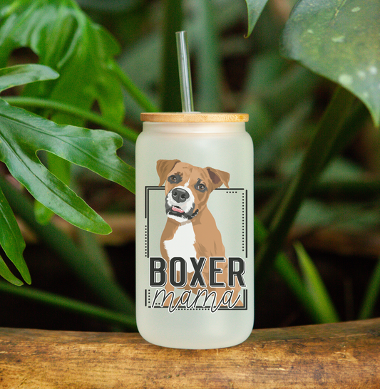 Boxer Mama - Frosted Can Glass