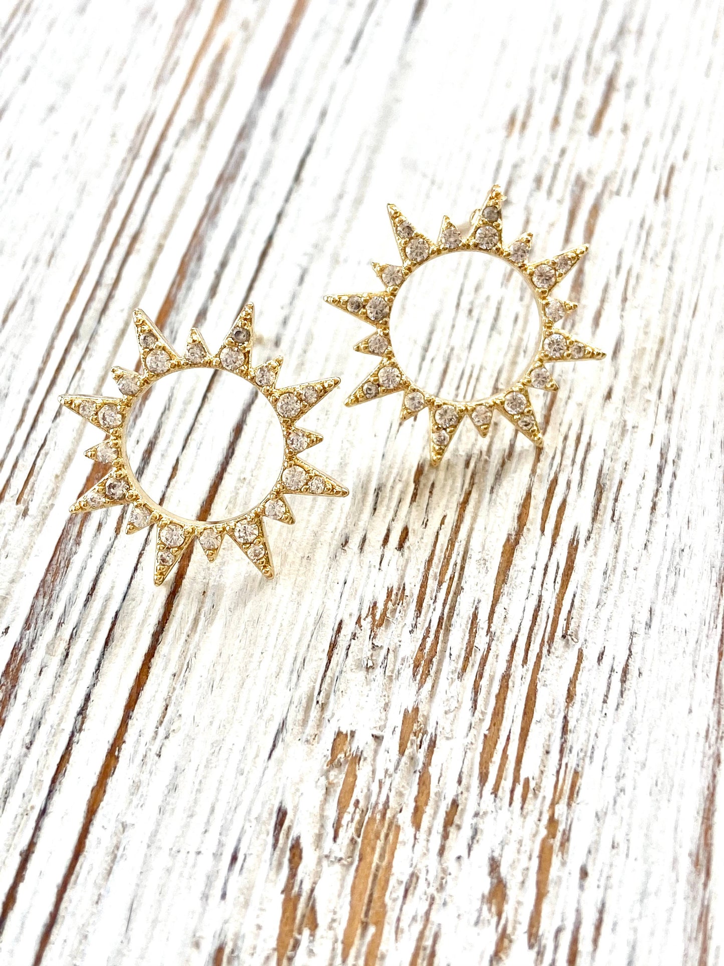 Sun earrings, crystal,