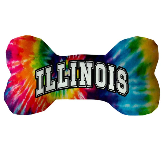 Illinois Bright Tie Dye Bone Dog Toy - 10" Bone