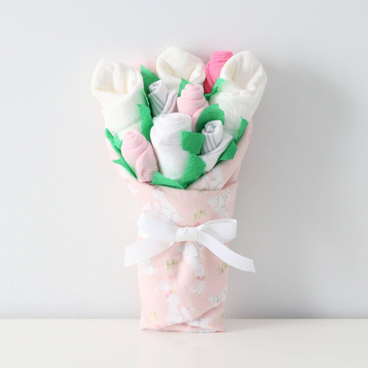 Baby Girl Layette Gift Set Flower Bouquet - Bunny