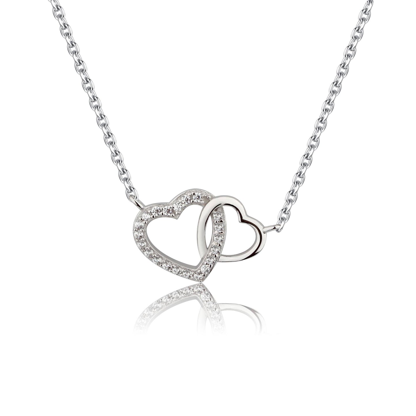 Silver Mom and Me 2-Piece Necklace Set - Hearts Entwined