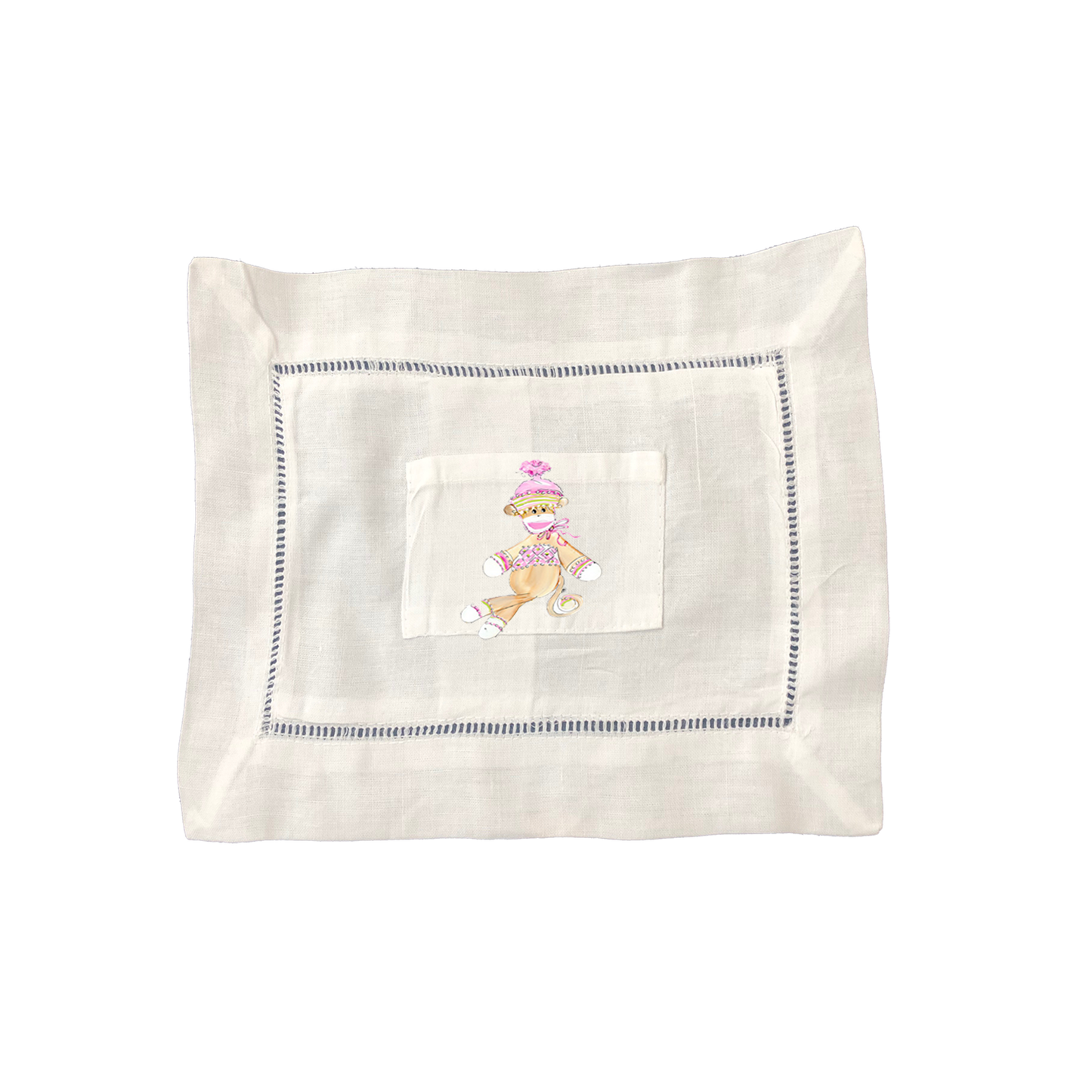 LargeTooth Fairy Pillow  (7"x10") Pink Sock Monkey