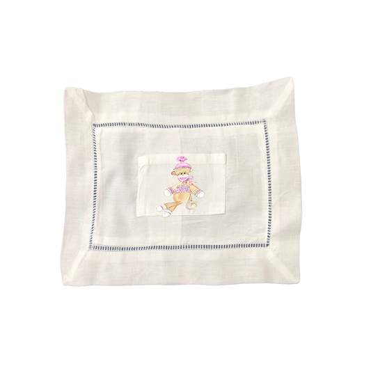 LargeTooth Fairy Pillow  (7"x10") Pink Sock Monkey